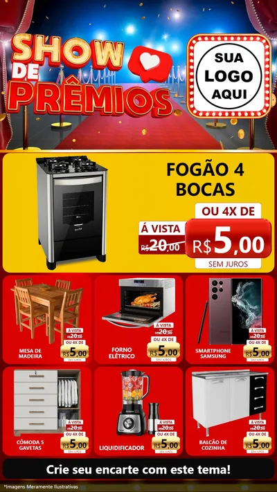 Modelo de Rede Social para Stories com o tema Show de Prêmios para Móveis e Eletro