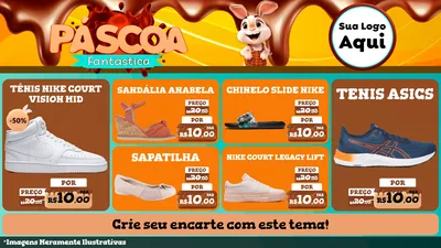Modelo de TV para TV Horizontal com o tema Páscoa Fantástica para Calçados