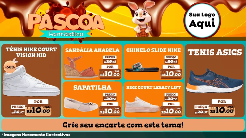 Modelo de TV para TV Horizontal com o tema Páscoa Fantástica para Calçados