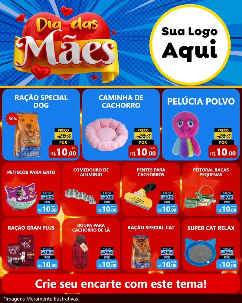 Modelo de Rede Social para Feed Instagram com o tema Dia das Mães para Pet Shop
