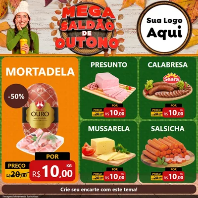 Modelo de Rede Social para Feed Facebook com o tema Mega Saldão de Outono para Frios e Laticínios