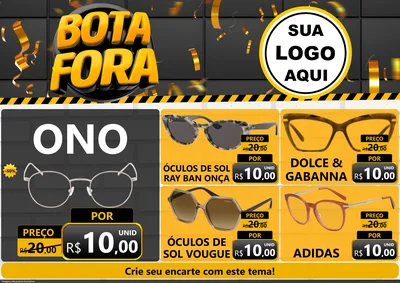Modelo de Encarte para Encarte A4 Horizontal com o tema Bota Fora para Óticas