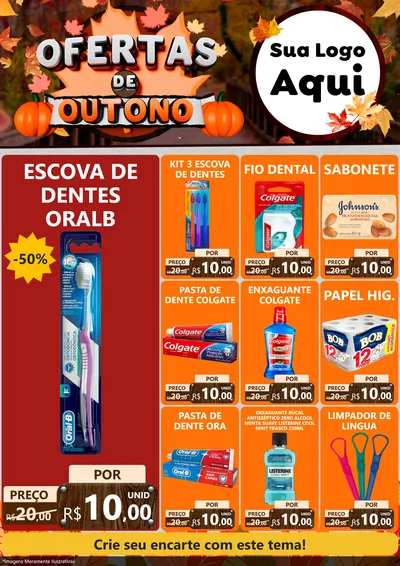 Modelo de Encarte para Encarte A4 Vertical com o tema Ofertas de Outono para Higiene Pessoal