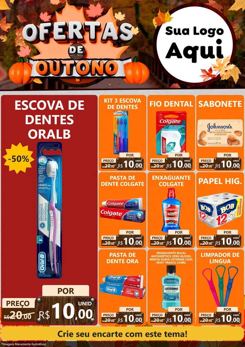 Modelo de Encarte para Encarte A4 Vertical com o tema Ofertas de Outono para Higiene Pessoal