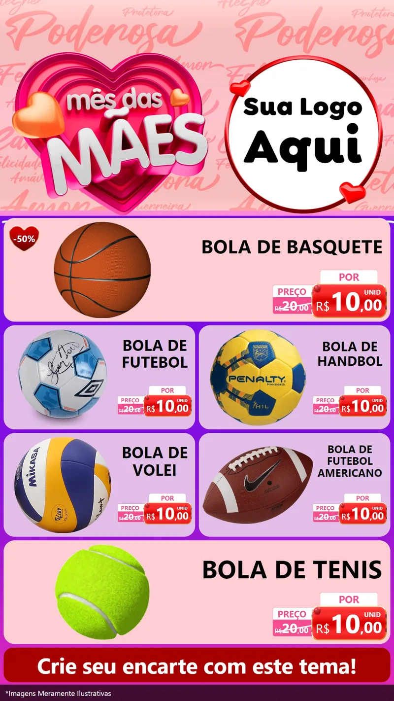 Modelo de TV para TV Vertical com o tema Mês Das Mães para Artigos Esportivos