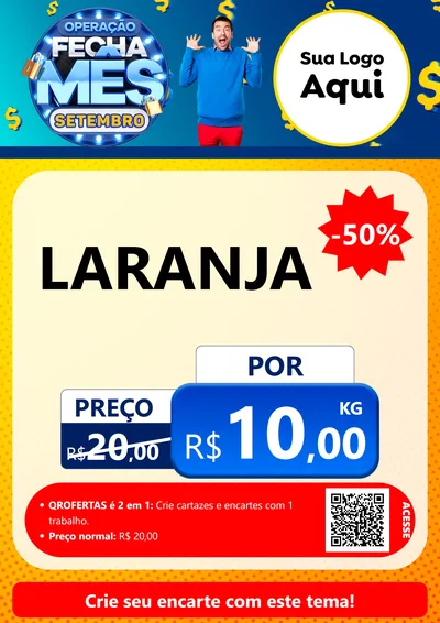 Modelo de Cartaz para Cartaz A4 Vertical com o tema Operação Fecha Mês Setembro para Hortifrúti
