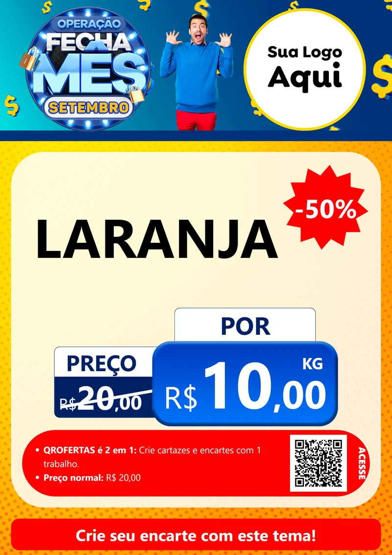 Modelo de Cartaz para Cartaz A4 Vertical com o tema Operação Fecha Mês Setembro para Hortifrúti