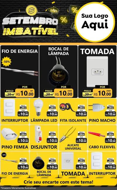 Modelo de Encarte para Encarte Grande com o tema Setembro Imbatível para Materiais Elétricos