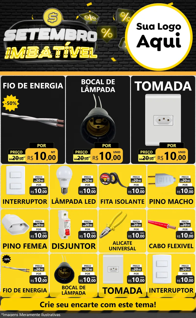 Modelo de Encarte para Encarte Grande com o tema Setembro Imbatível para Materiais Elétricos