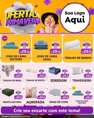 Modelo de Rede Social para Feed Instagram com o tema Ofertas Da Primavera para Cama, Mesa e Banho