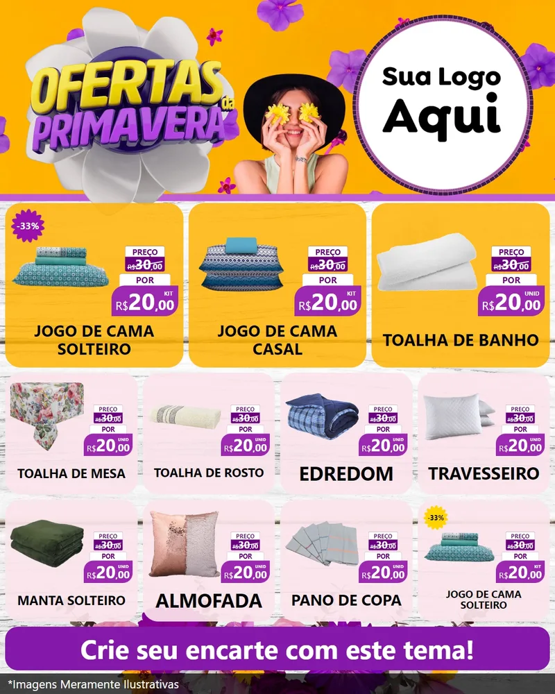 Modelo de Rede Social para Feed Instagram com o tema Ofertas Da Primavera para Cama, Mesa e Banho