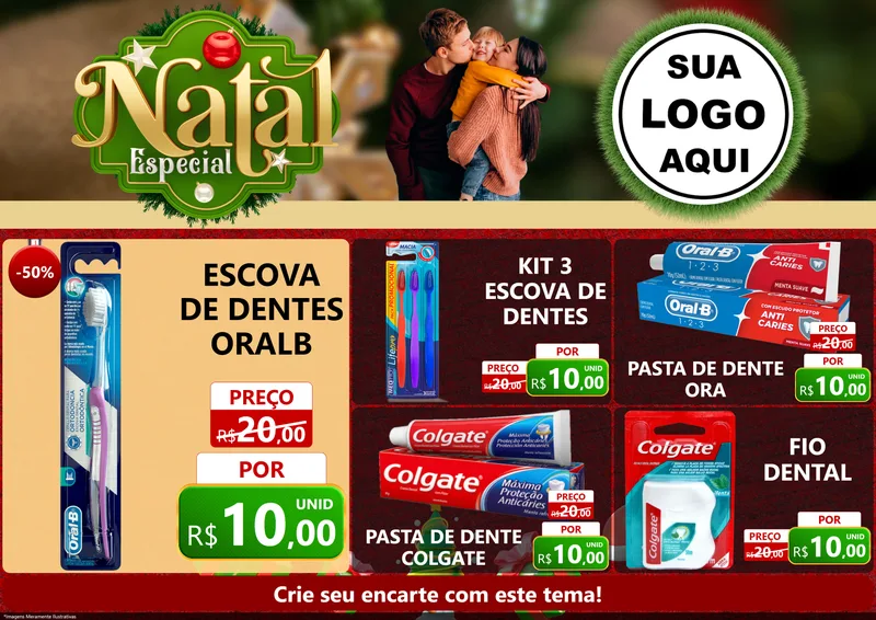Modelo de Encarte para Encarte A4 Horizontal com o tema Natal Especial para Higiene Pessoal