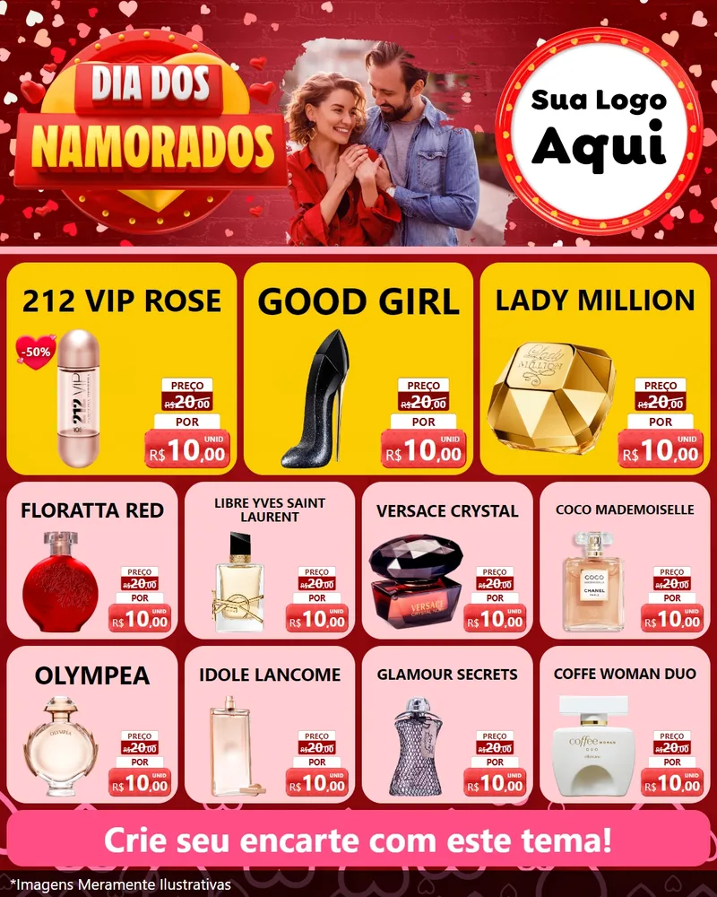 Modelo de Rede Social para Feed Instagram com o tema Dia Dos Namorados para Perfumes