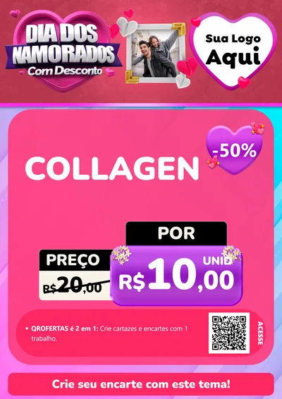 Modelo de Cartaz para Cartaz A4 Vertical com o tema Dia Dos Namorados Com Desconto para Suplementos alimentares
