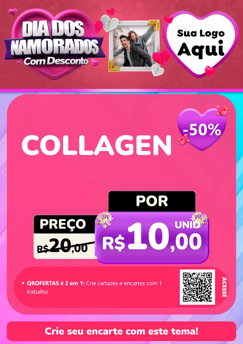 Modelo de Cartaz para Cartaz A4 Vertical com o tema Dia Dos Namorados Com Desconto para Suplementos alimentares