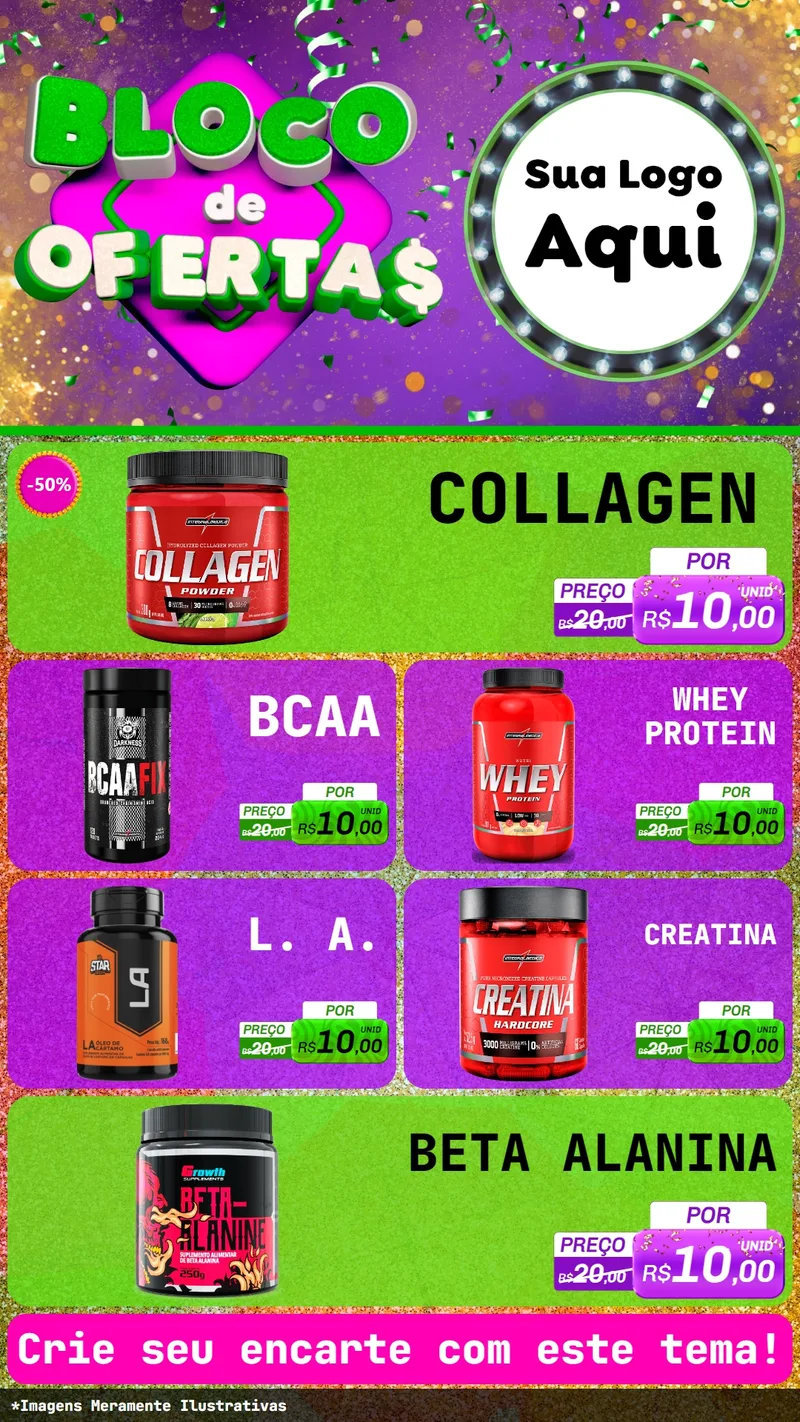 Modelo de TV para TV Vertical com o tema Bloco de Ofertas para Suplementos alimentares