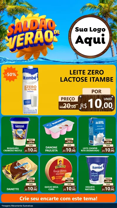 Modelo de Rede Social para Stories com o tema Saldão de Verão para Frios e Laticínios
