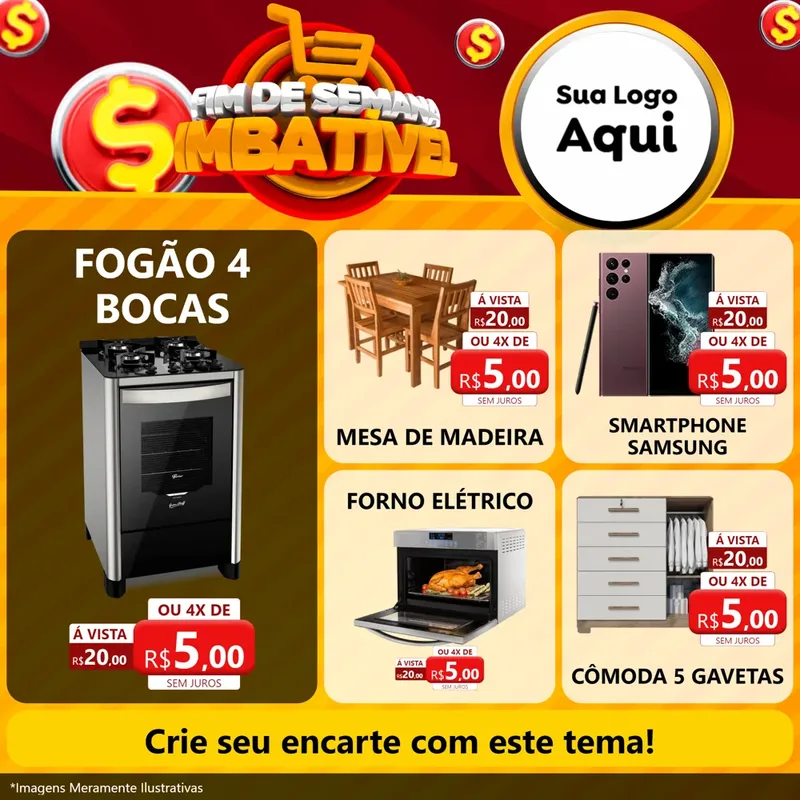 Modelo de Rede Social para Feed Facebook com o tema Fim de Semana Imbatível para Móveis e Eletro