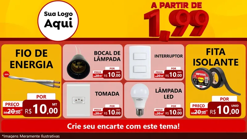 Modelo de TV para TV Horizontal com o tema A Partir de Um e Noventa e Nove - 1,99 para Materiais Elétricos