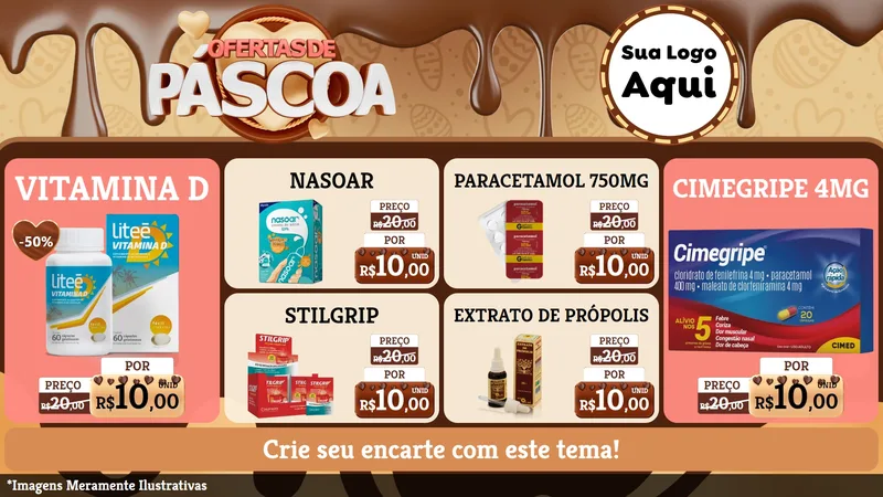 Modelo de TV para TV Horizontal com o tema Ofertas de Páscoa para Farmácia