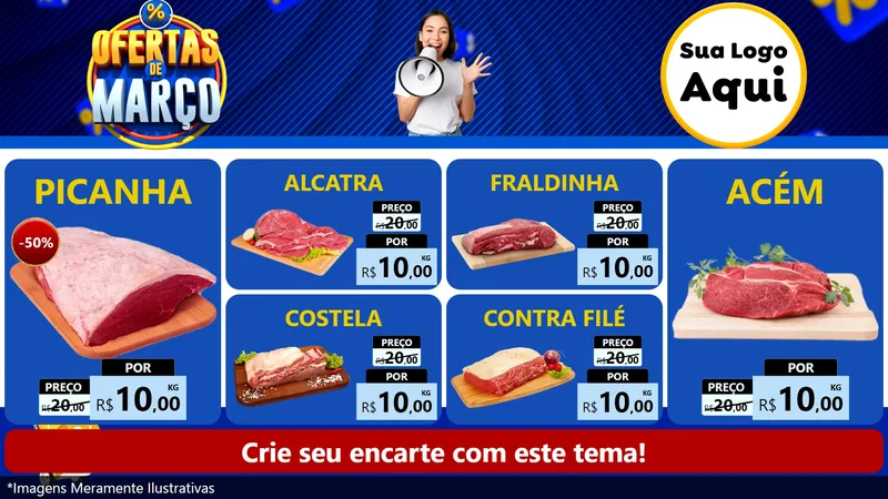 Modelo de TV para TV Horizontal com o tema Ofertas de Março para Açougue