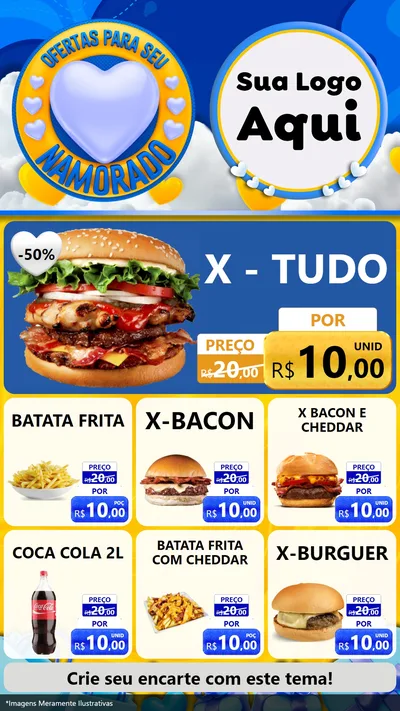 Modelo de Rede Social para Stories com o tema Ofertas Para Seu Namorado para Hamburgueria
