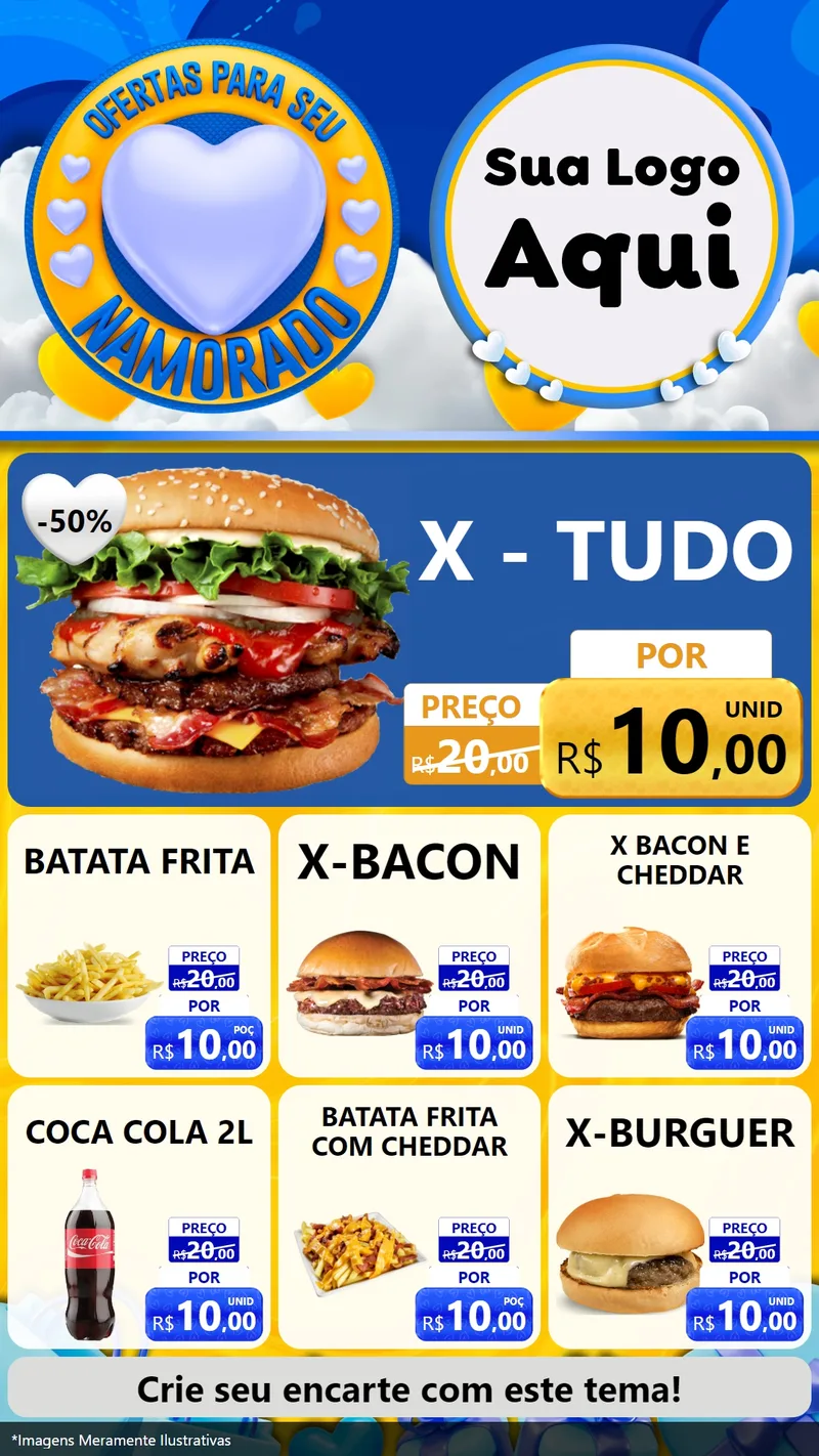 Modelo de Rede Social para Stories com o tema Ofertas Para Seu Namorado para Hamburgueria