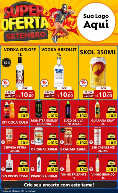 Modelo de Encarte para Encarte Grande com o tema Super Oferta Setembro para Distribuidora de bebidas