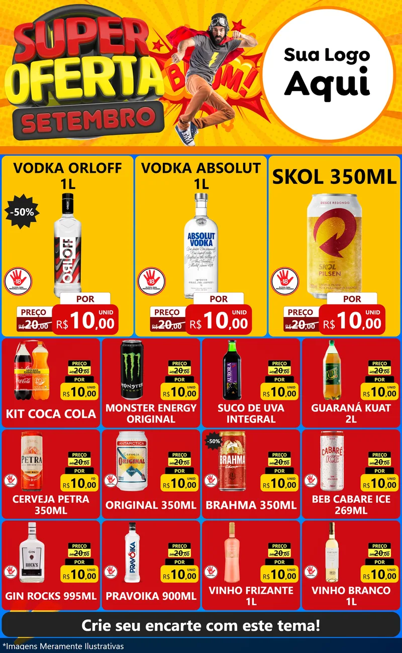 Modelo de Encarte para Encarte Grande com o tema Super Oferta Setembro para Distribuidora de bebidas