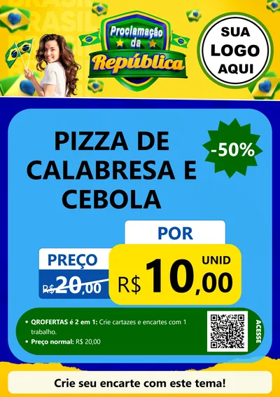 Modelo de Cartaz para Cartaz A4 Vertical com o tema Proclamação da República para Pizzaria