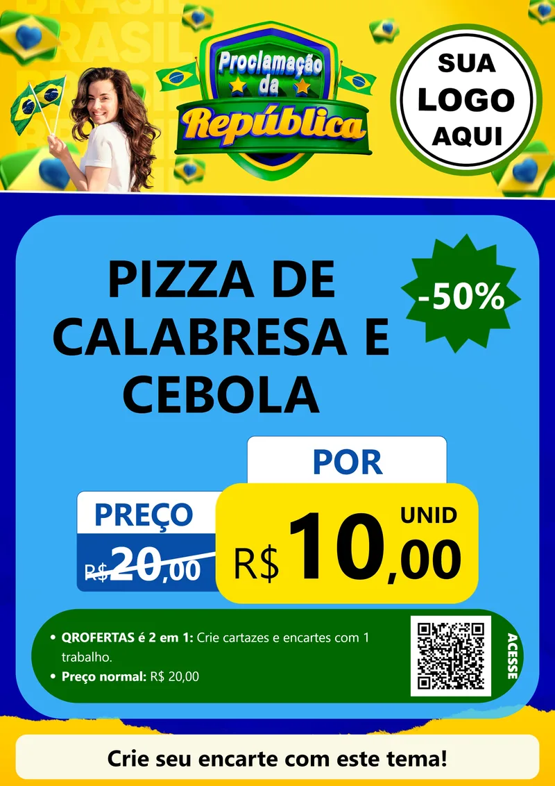 Modelo de Cartaz para Cartaz A4 Vertical com o tema Proclamação da República para Pizzaria