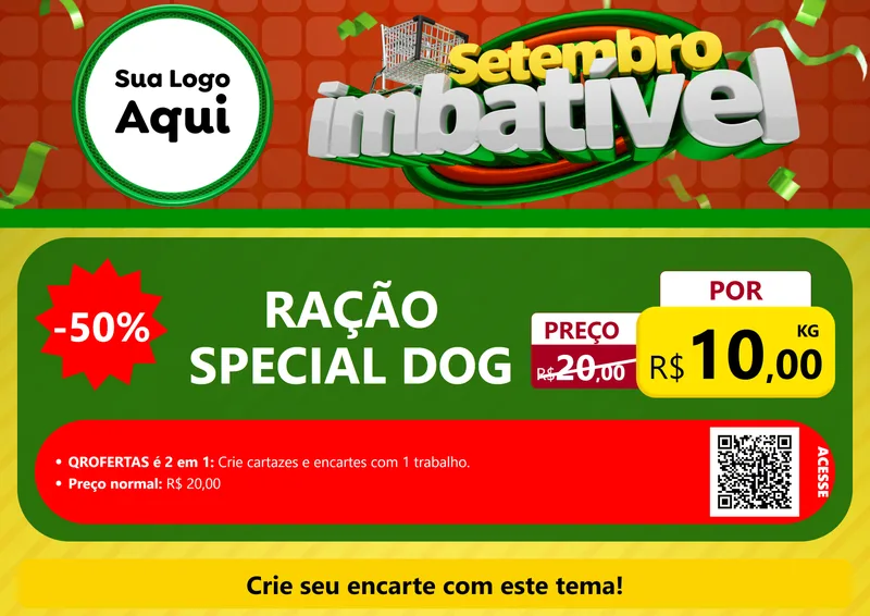 Modelo de Cartaz para Cartaz A4 Horizontal com o tema Setembro Imbatível para Pet Shop