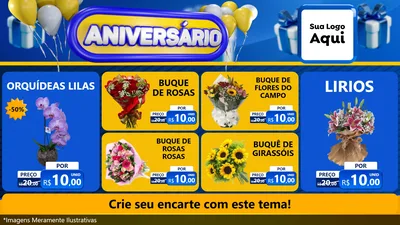 Modelo de TV para TV Horizontal com o tema Aniversário para Floricultura e jardim