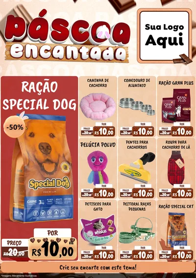 Modelo de Encarte para Encarte A4 Vertical com o tema Páscoa Encantada para Pet Shop