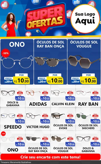 Modelo de Encarte para Encarte Grande com o tema Super Ofertas para Óticas