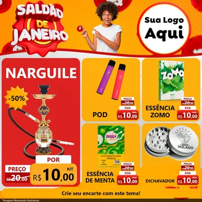 Modelo de Rede Social para Feed Facebook com o tema Saldão de Janeiro para Tabacaria
