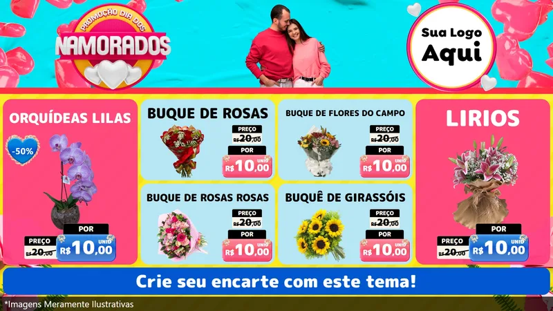 Modelo de TV para TV Horizontal com o tema Promoção Dia dos Namorados para Floricultura e jardim