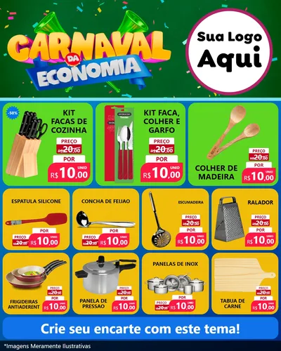 Modelo de Rede Social para Feed Instagram com o tema Carnaval da Economia para Utilidades Domésticas
