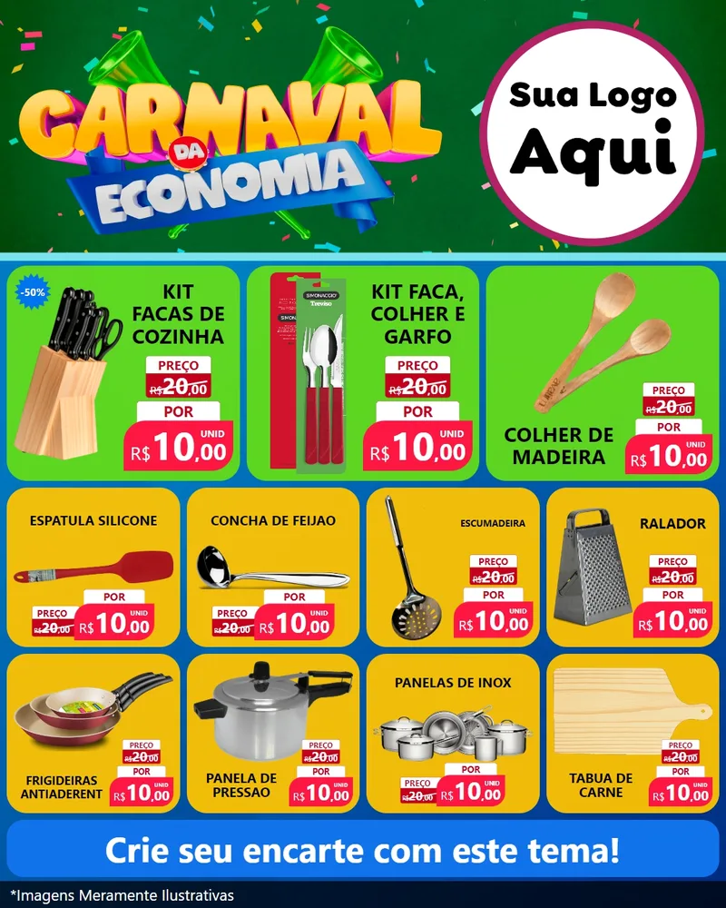 Modelo de Rede Social para Feed Instagram com o tema Carnaval da Economia para Utilidades Domésticas