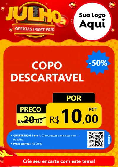 Modelo de Cartaz para Cartaz A4 Vertical com o tema Julho Ofertas Imbatíveis para Embalagens