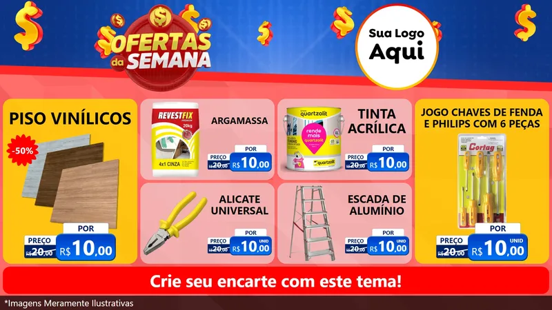 Modelo de TV para TV Horizontal com o tema Ofertas Da Semana para Material para Construção
