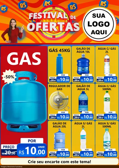 Modelo de Encarte para Encarte A4 Vertical com o tema Festival de Ofertas para Água e gás