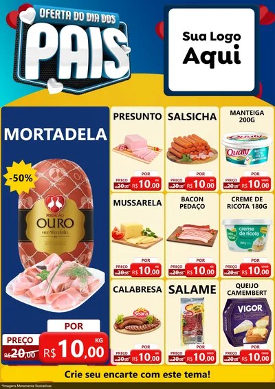 Modelo de Encarte para Encarte A4 Vertical com o tema Oferta Do Dia Dos Pais para Frios e Laticínios