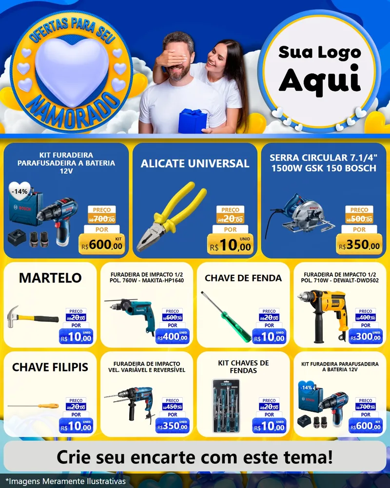 Modelo de Rede Social para Feed Instagram com o tema Ofertas Para Seu Namorado para Maquinas e Ferramentas