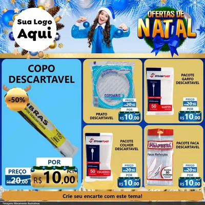 Modelo de Rede Social para Feed Facebook com o tema Ofertas de Natal para Embalagens