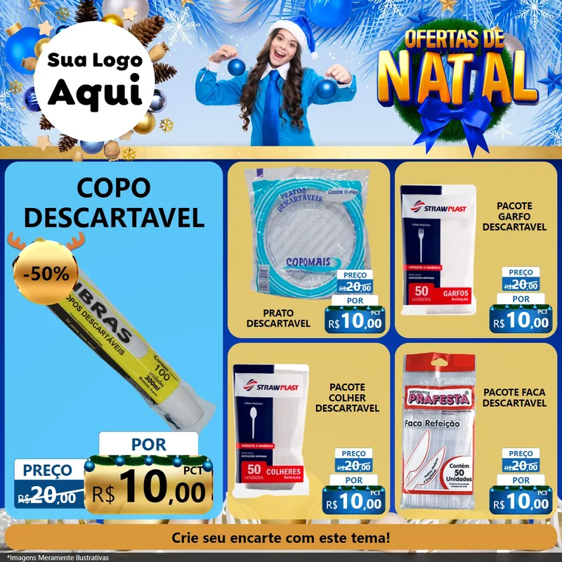 Modelo de Rede Social para Feed Facebook com o tema Ofertas de Natal para Embalagens