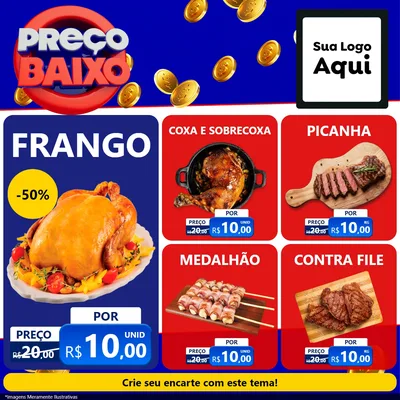 Modelo de Rede Social para Feed Facebook com o tema Preço Baixo para Assados