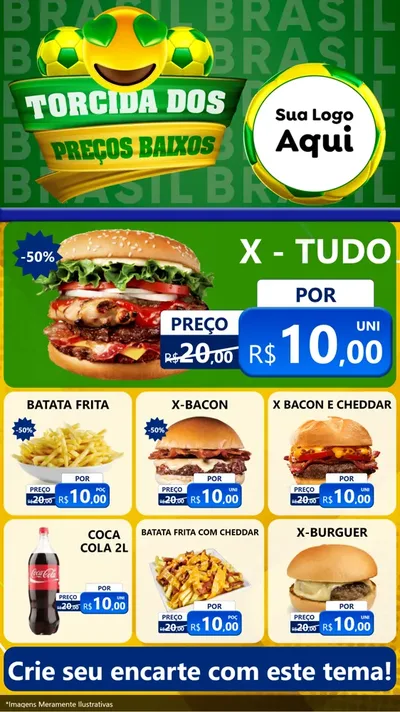 Modelo de Rede Social para Stories com o tema Torcida dos Preços Baixos - Copa para Hamburgueria