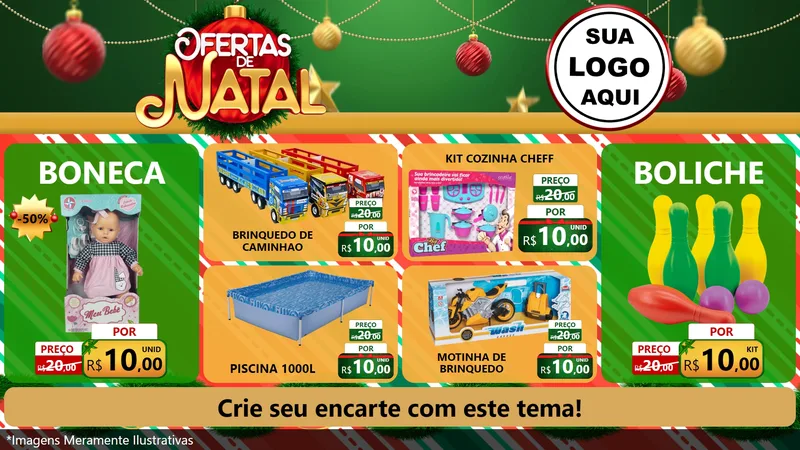 Modelo de TV para TV Horizontal com o tema Ofertas de Natal para Brinquedos