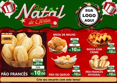 Modelo de Encarte para Encarte A4 Horizontal com o tema Um Natal de Ofertas para Padaria